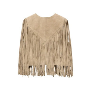 Mint Velvet Neutral Suede Fringed Waistcoat